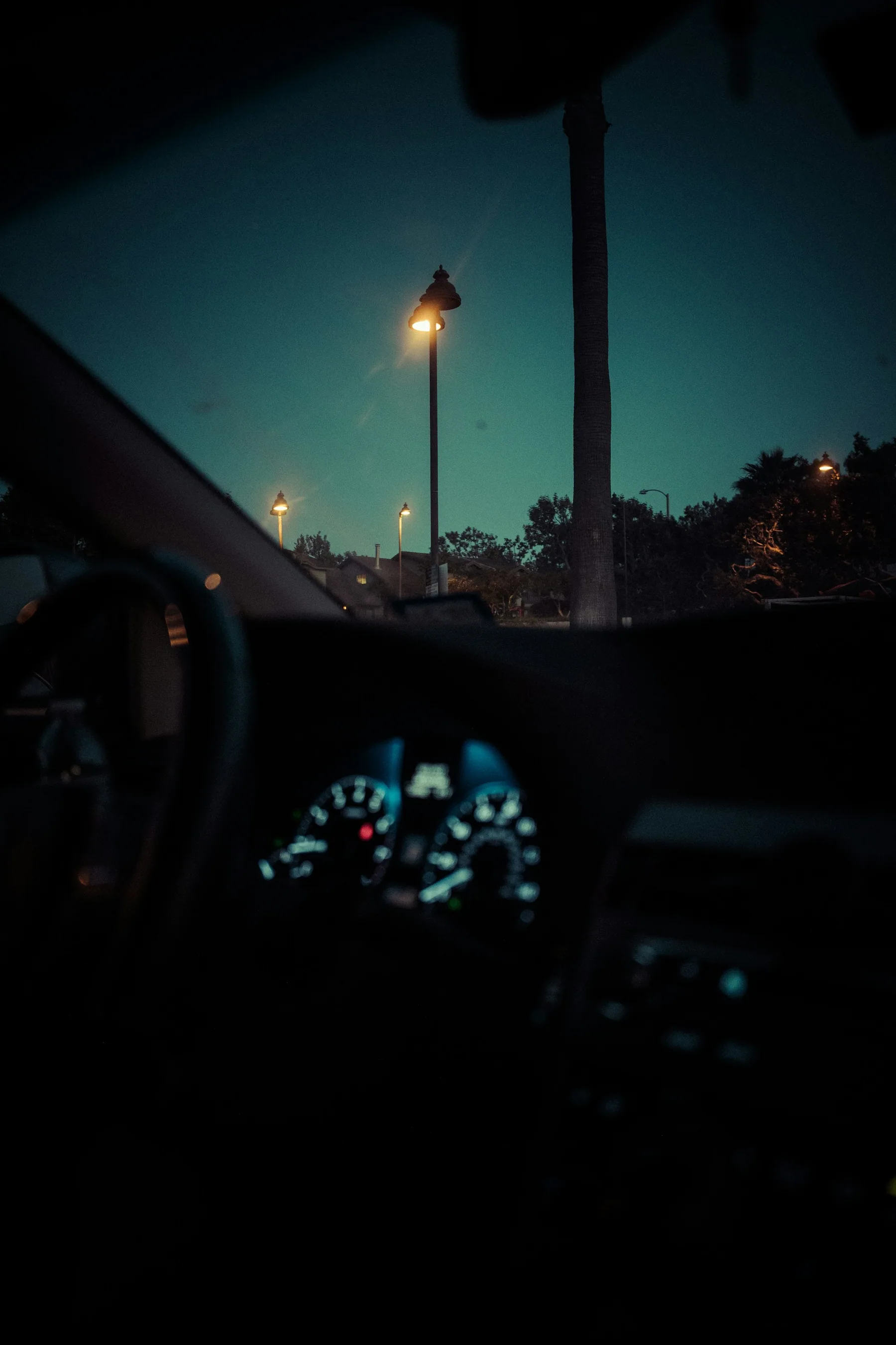 Driver perspective on an evening journey